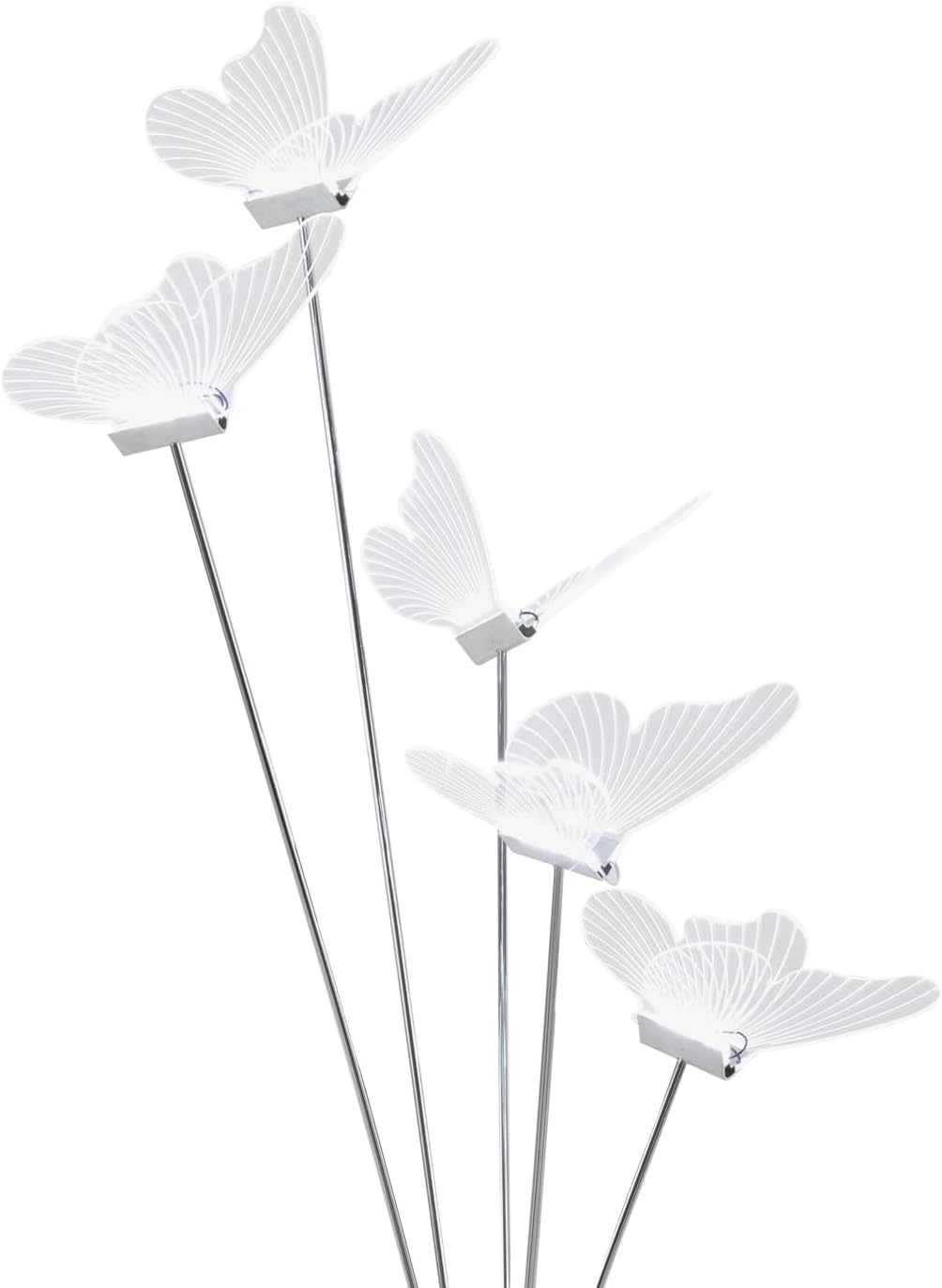 3PCS Wedding Butterfly Floor Lamp with 5 Lighting Butterflies, Creative LED Butterfly Floor Lamp, Free Standing Decoration Lights for Wedding Party Events (Silver)