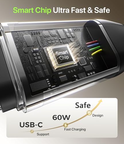 Image of USB to USB C Cable Fast Charging 1FT, 2Pack USBA to USBC Cable for CarPlay