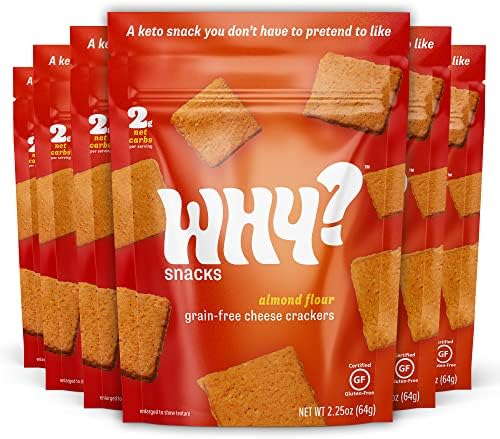 WHY? SNACKS Low-Carb Keto Crackers, ORIGINAL CHEDDAR, 6 Pack, Grain-Free, Gluten-Free, Low-Carb Snack | Keto Friendly Snacks (6 Pack)