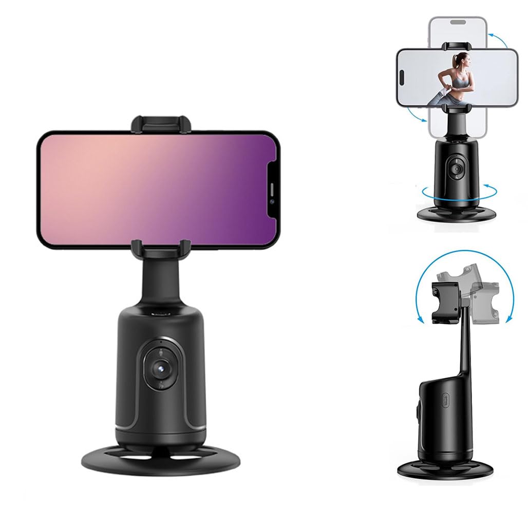 GraGra Auto Face Tracking Tripod, No App, 360° Rotation Face Body Phone Camera Mount Smart Shooting Holder, Gesture Control, for Vlog, Tiktok Trend Items, Streaming, Smart Shooting Holder