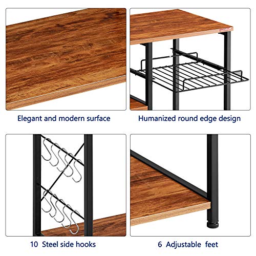 Mr IRONSTONE Kitchen Baker's Rack Vintage Utility Storage Shelf Microwave Stand 3-Tier+3-Tier Table for Spice Rack Organizer Workstation