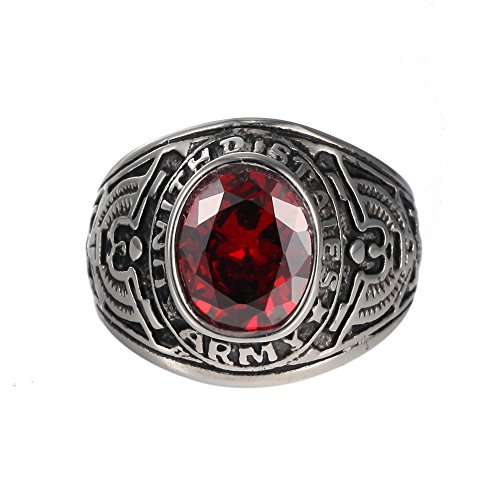 United States Army Military Red Cz Men Retro Us Usa Ring Band #TOP1