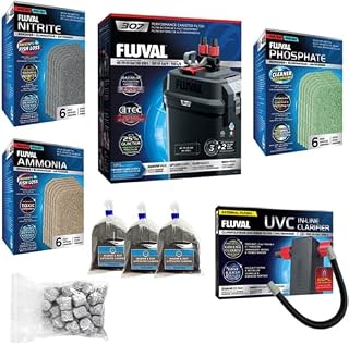 Inland Seas Fluval 307 Canister Filter w/High Performance Media & UV Upgrade Bundle (10 Items)