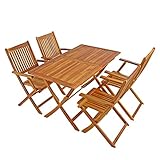IHD Akazienholz Gartensitzgruppe 5tlg Gartentisch mit 4 Gartenstühlen klappbar - 7
