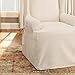 SureFit Home Décor Cotton Duck Solid T-Cushion Wing Chair One Piece Slipcover, Relaxed Woven Fit, 100% Cotton, Machine Washable, Natural Color