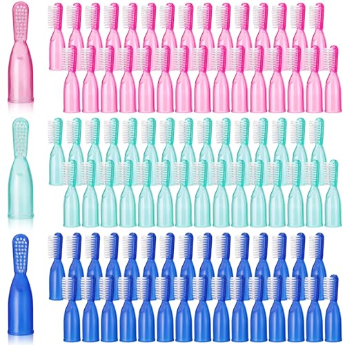 Mifoci 100 Pcs Mini Finger Toothbrushes for Prison Bulk Portable Colorful Short Handle Toothbrush Set for Travel and Prison Use Safe Finger Toothbrushes, Pink, Blue, Green