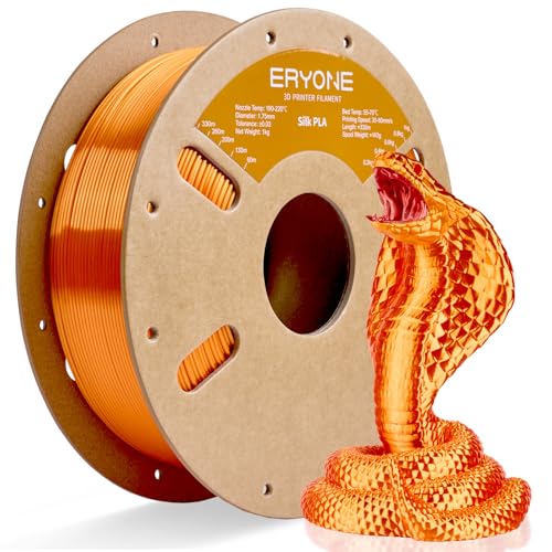 Image of ERYONE Silk PLA Filament for 3D Printer 1.75mm + /- 0.03mm, Shiny Filament 1kg (2.1lbs) /Spool, Orange