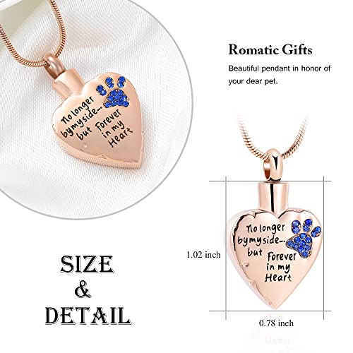 VCCWYQK Urn Necklace for Ashes Personalized Urn Pendant Heart Necklace Pets Paw Print Keepsake Waterproof Memorial Gifts for Dogs - Image 2