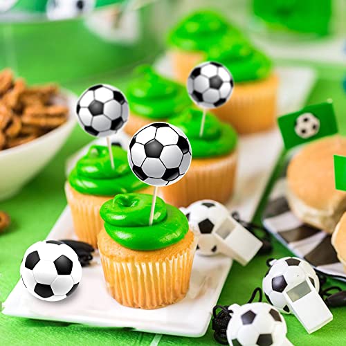 48 Pcs Soccer Ball Cupcake Toppers Sports Theme Football Cupcake Food Picks Sport Balls Baby Shower Wedding Birthday Party Cake Decorations Supplies (Soccer) #TOP6