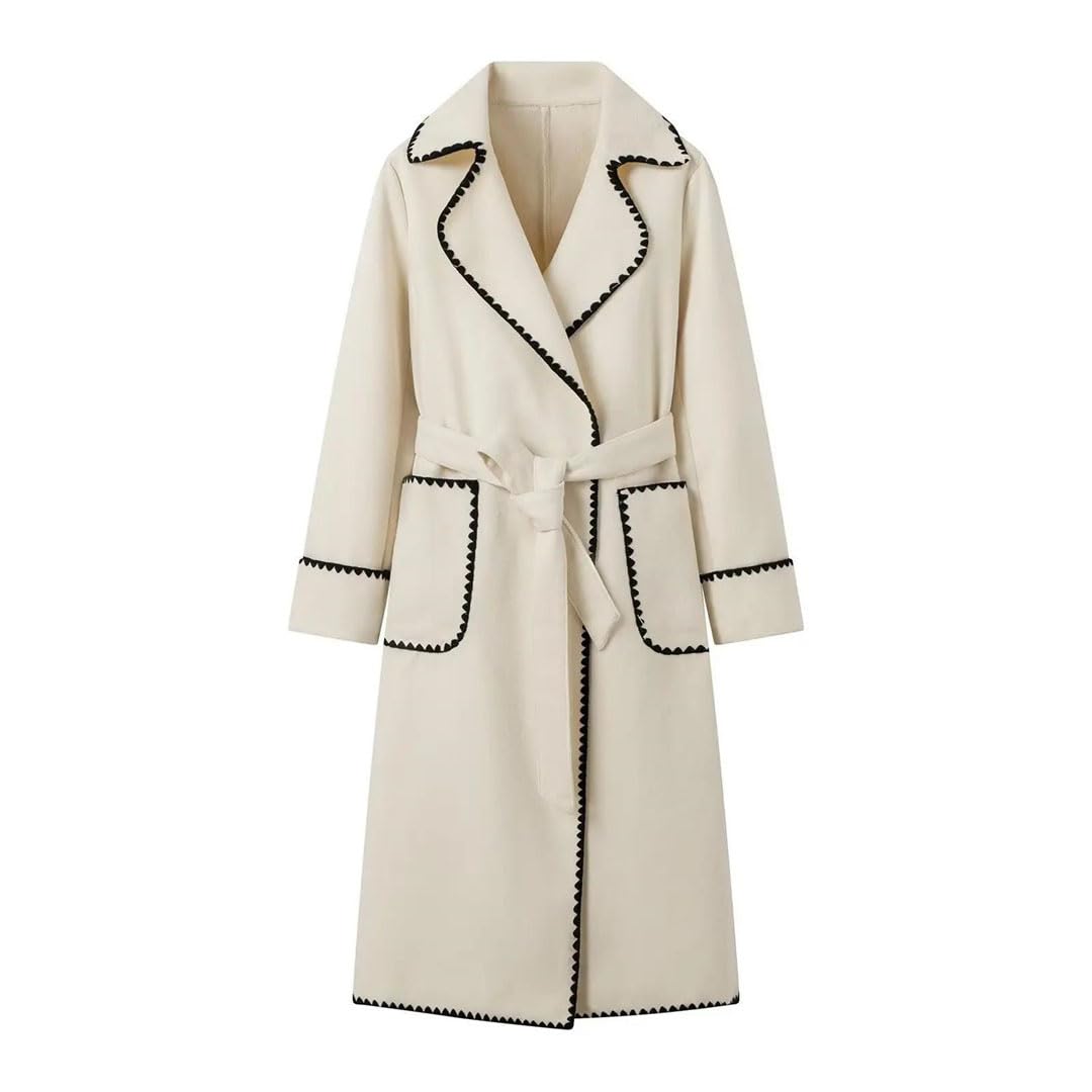 Abrigos de lana con cinturón para mujer, chaquetas largas, cortavientos, abrigo de invierno, abrigo grueso