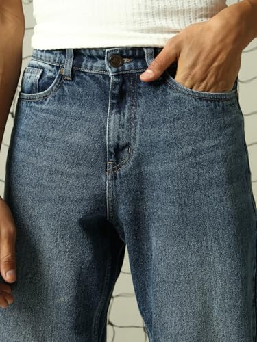 Image of Hubberholme Men Washed Cotton Loose Fit Mid- Rise Jeans 10