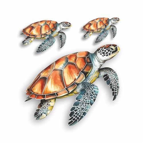 x3 Autocollants tortue pour décor mural, couverture de marques, tasses et gobelets, pare-chocs de...