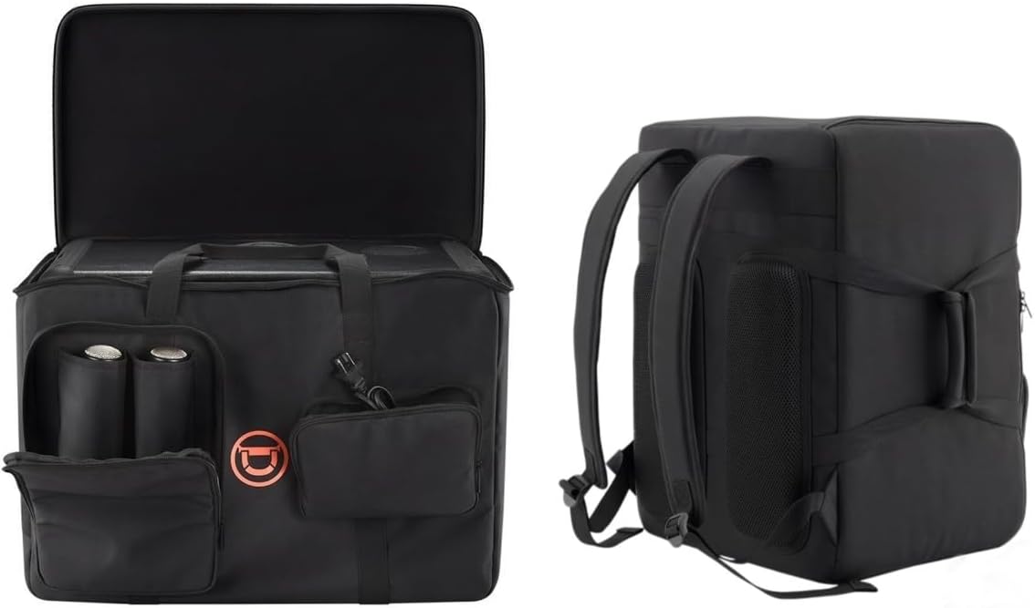 Heavy Duty Travel Speaker Case Compatible with Marshall Bromley 450 Speaker | Black Polyester + 8mm PE Cotton + Velvet Lining, Breathable Straps/Pad, Fits Bromley 450, Mic/Charger Storage