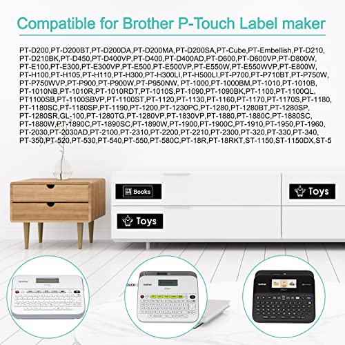 Nineleaf 4 Pack Compatible For Brother Tze-325 Tze325 Tz-325 Tz325 Label Tape 9Mm 3/8'' 0.35'' White On Black Standard Laminated Labeling Work With P-Touch Pt-D210 Ptd400Ad Pth110 Pt-D600 Label Maker #TOP5