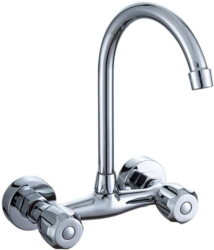 Wall-Mounted Copper, Kitchen Sink, Sink, Balcony Laundry Pool, in-Wall mounting, Double-Hole, hot and Cold, Faucet