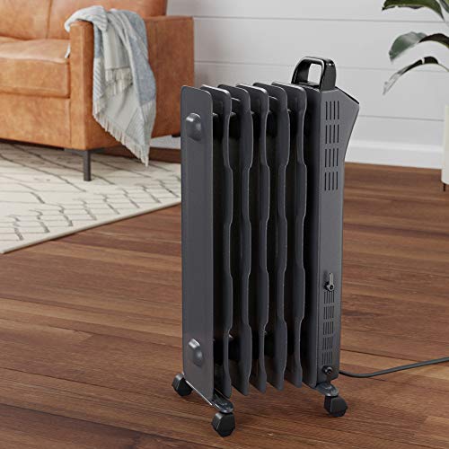 Amazon Basics Portable Digital Radiator Heater with 7 Wavy Fins and Remote Control, Black, 1500W, 9.8 x 26.5 x 13.1 in Amazon Basics Portable Digital Radiator Heater with 7 Wavy Fins and Remote Control, Black, 1500W, 9.8 x 26.5 x 13.1 in