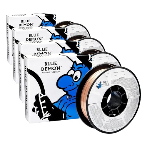 Image of Blue Demon ER70S6 X .030 X 11 LB MIG /GMAW Carbon Steel Welding Wire, All Position, Low Spatter, Formulated to Provide Porosity-Free, X-Ray Quality Welds, 0.03 Dia (Pack of 4)