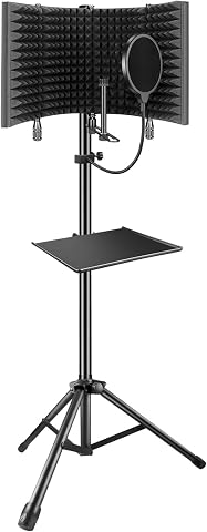 Professional Studio Recording Microphone Isolation Shield with Stand and Pop Fil