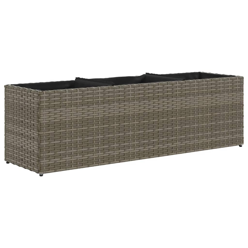 vidaXL Pflanzkübel mit 3 Töpfen 2 STK. Grau 105x30x32 cm Poly Rattan, Pflanzgefäß, Tomaten Pflanzkübel, Kräuterbeet, Blumenkasten, Pflanzkasten