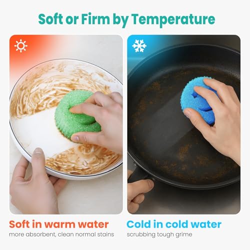 Image of Scrub Sponge Dish Scrubbers, Temperature Controlled Non-Scratch Sponges Pad