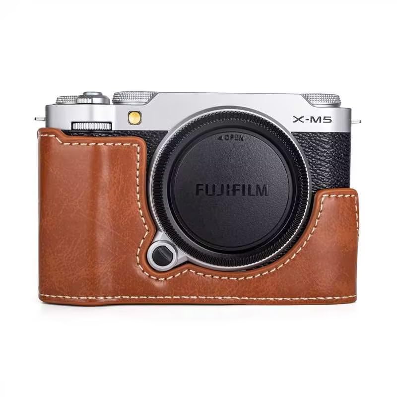 MUZIRI KINOKOO Case Compatible for Fujifilm X-M5/Fuji XM5 Digital Camera, PU Leather Fuji X-M5/XM 5 Protective Bottom Case with Opening Bottom and