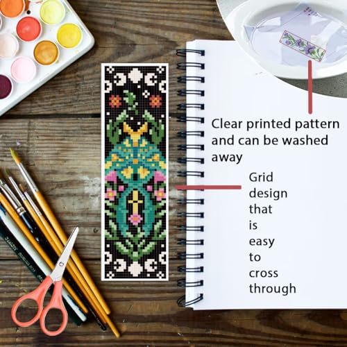 ORIGACH 6 Pcs Cross Stitch Bookmark Kit for Beginner Adults Vivid Moths Stamped Embroidery Bookmark Kit with Instruction for Starters Printed Cross Stitch DIY Kits for Book Lovers - Image 3