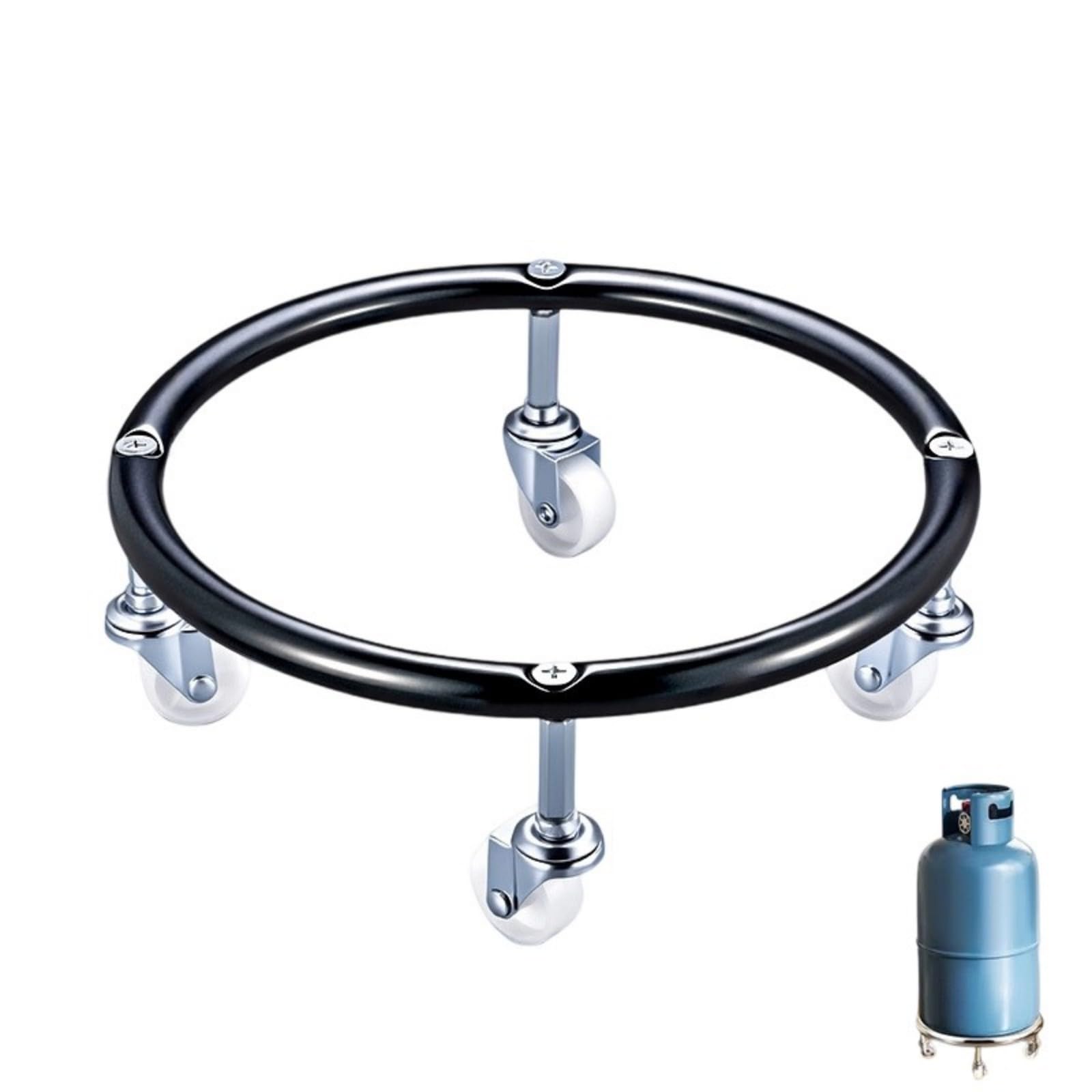 Elnwnnkc Black Tanks Tray Movable Cylinder Base Steel Bottom Mobile Bracket Household Tanks Base Enduring Heavy Duty Steel Bottom Bottle Mobile Bracket