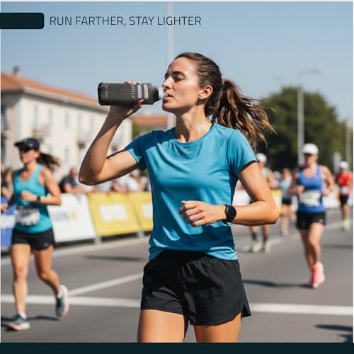 Image of FITLY Soft Flask - 13.5 oz (400 ml) - Shrink As You Drink Pocket Soft Water Bottle for Hydration Pack /Running Vest- Folding Water Bottle for Running, Hiking, Cycling - Ski Water Bottles (FLASK400)