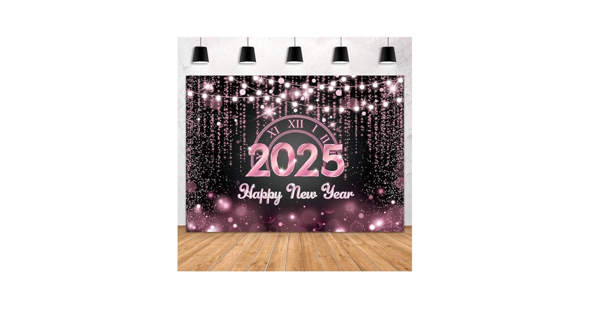 Amazon.com : MEHOFOND Black and Pink Happy New Year Backdrop