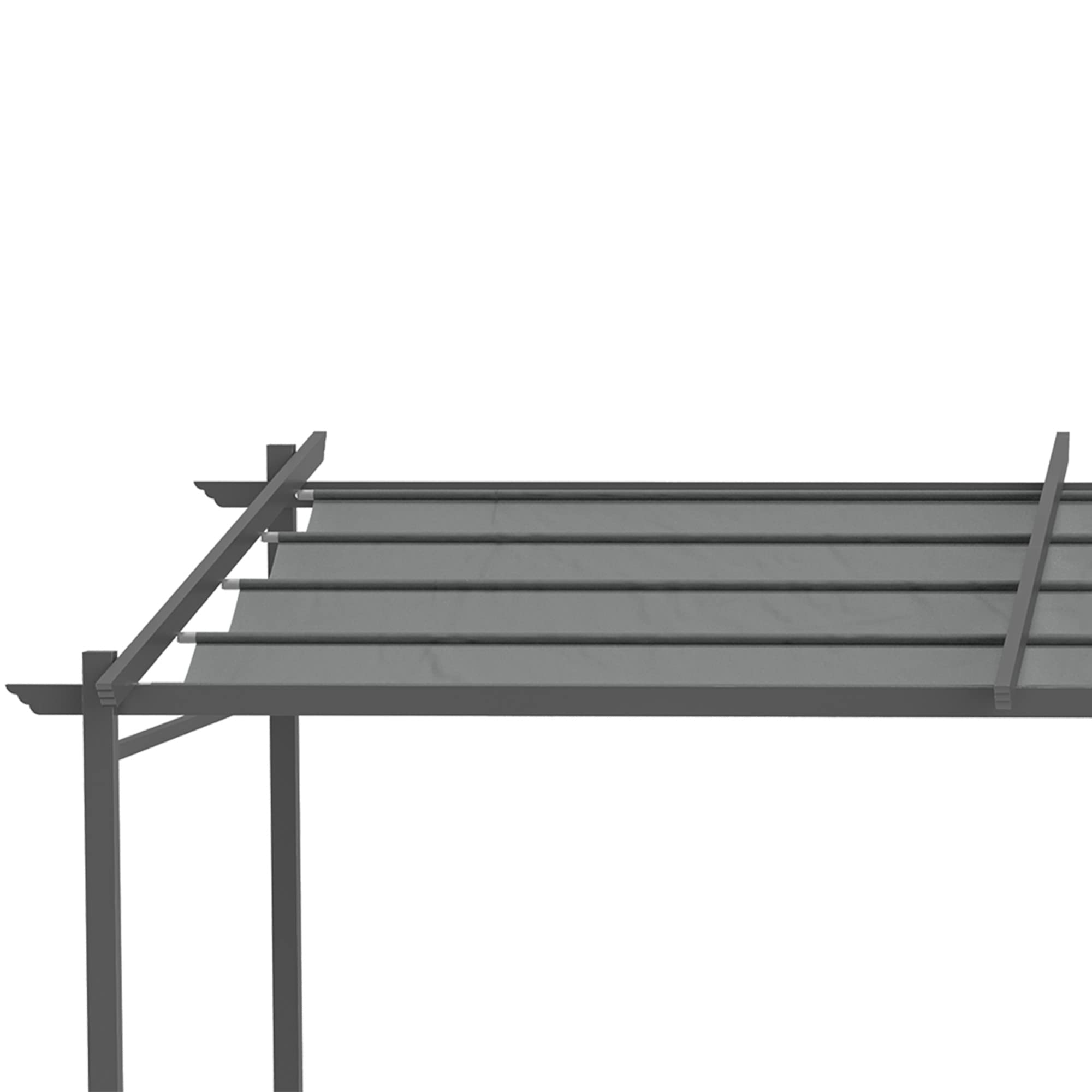 Outsunny Pergola Jardin extérieur pergola 4x3 adossée avec Toile coulissante rétractable Structure Acier Toile Polyester Haute densité 180 g/m² Incluse Gris