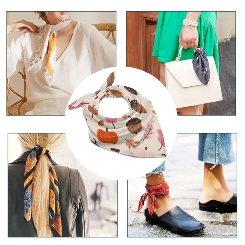 25" Square Head Scarf Pumpkins And Acorns Lightweight Silk Scarf for Women Boho Neckerchief Soft Satin Bandanas Fashion Neck Scarves Silk Headwear for Bag Hair Scarves Gift4