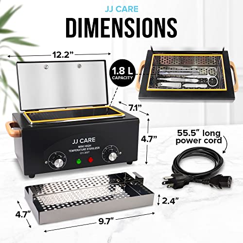 Jj Care Dry Heat Sterilizer For Metal Tools, 1.8L High Temp Sterilizer For Nail Tools With Timer, Stainless Steel Nail Tool Sterilizer, Auto-Shut Off Sterilization Machine, Nail Sterilizer Machine #TOP2