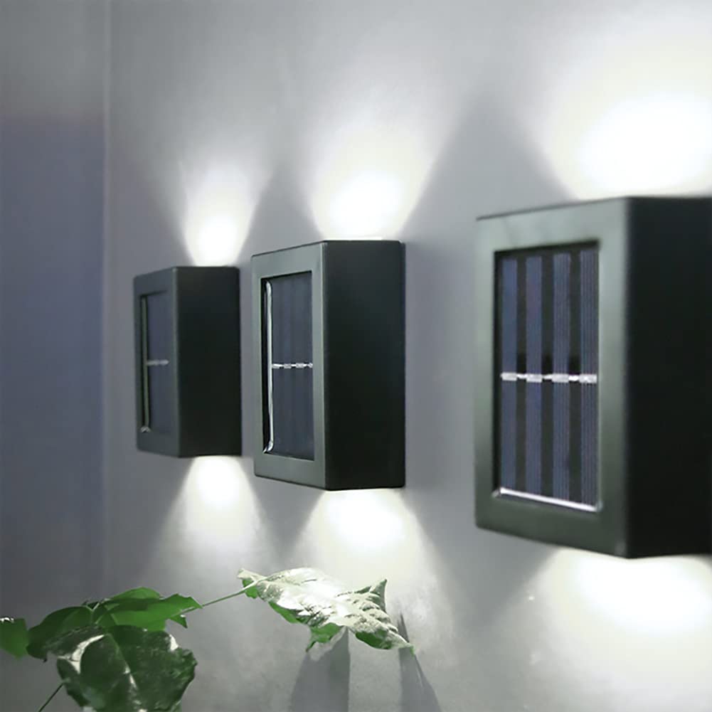 Kabxhueo Solar Fence Lights, Whousewe Solar Wall Lights, Solar Garden Lights, Decoration Outdoor LED Lights Waterproof for Patio, Fence, Yard, Garden, Garage, Stairway, Gate, Warm Light(2 Pack),white