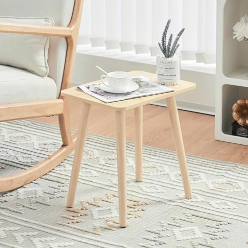 YOUDENOVA Mesa Auxiliar de Madera - Centro Pequeña, Salón, Mesita de Noche, Té, Sofá para Dormitorio, Balcón - Soporte para Flores, 40 x 30 x 43 cm, Natural