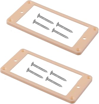 2-Pack Flat Humbucker Pickup Rings, 92mm x 45.5mm Flat Mounting Rings Set, Neck and Bridge Replacement Vintage Cream