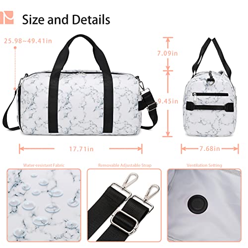 Abshoo Sports Gym Bag For Girls Boys Teen Weekender Carry On Women Men Travel Duffel Bag With Shoe Compartment (Marble Black) #TOP3
