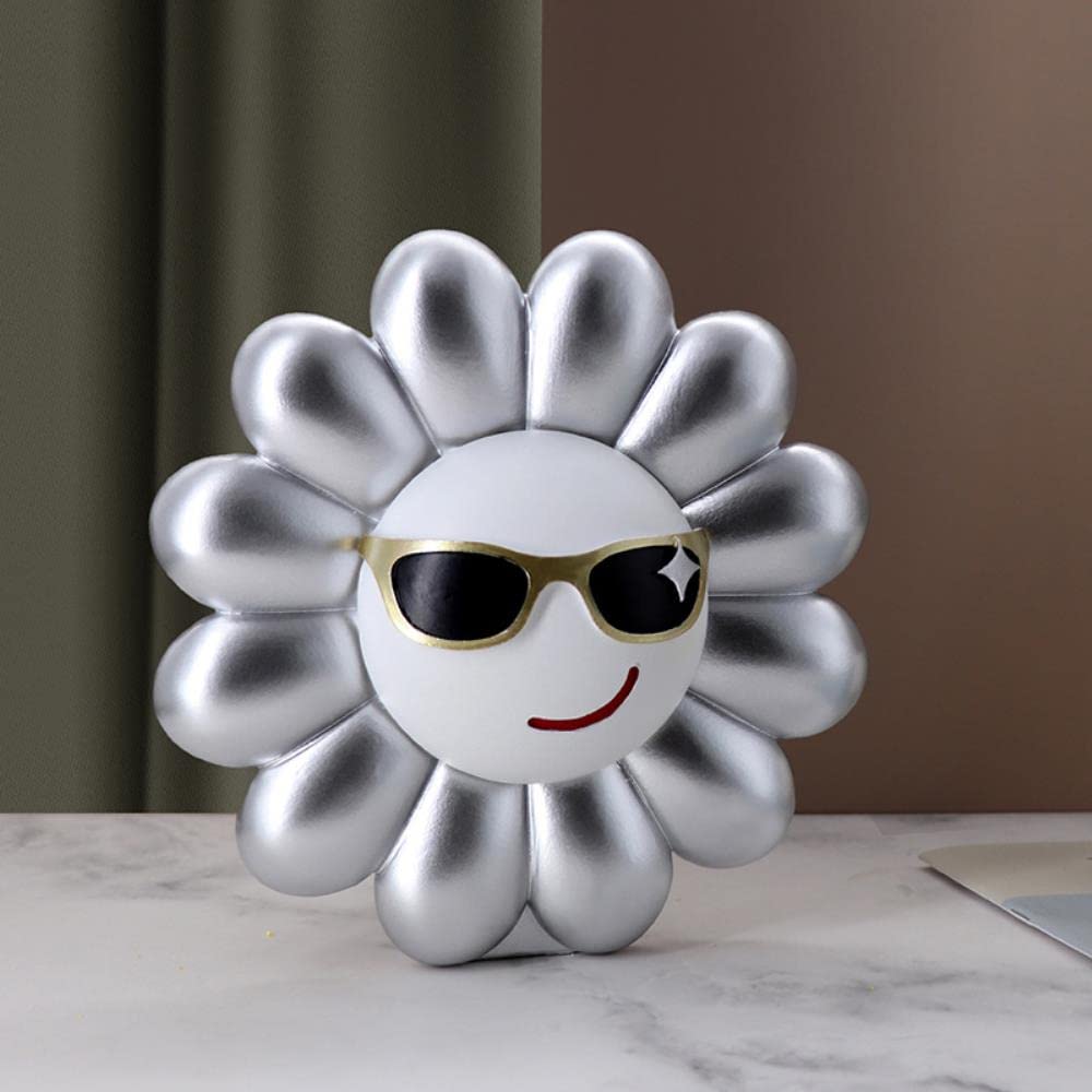 Florero de Girasol Sonriente con Dibujos creativos, arreglo de Flores de Resina, florero Feliz de Girasol, Adornos para decoración del hogar, Regalo