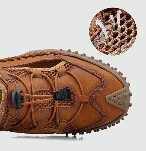 Men's Closed Toe Leather Sandals Adjustable Fisherman Shoes Casual Outdoors Summer Beach Sandals3