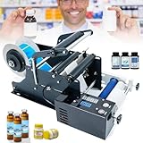 Round Bottle Labelling Machine, Manual Label Applicator, Adjustable Semi-Automatic 10-30pcs/Min, Self-Adhesive Labeling Machine, Labeler for Round Bottles Columns and Pressure-Sensitive Adhesive Label