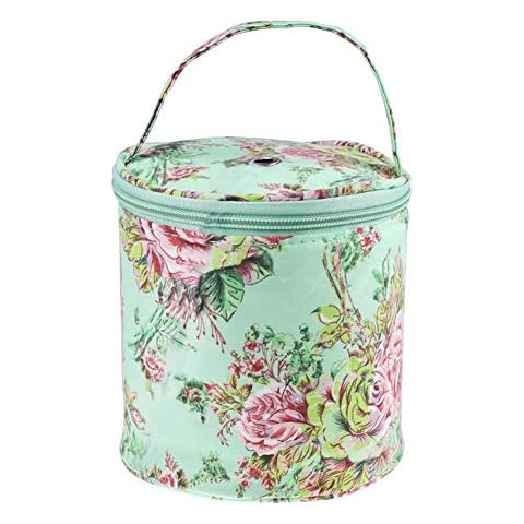 Prosperveil Floral Knitting Yarn Storage Bag Wool Holder Skeins Needles Organiser Storage Basket Bags for Crochet Hooks Knitting Accessories (Small Basket) Cover