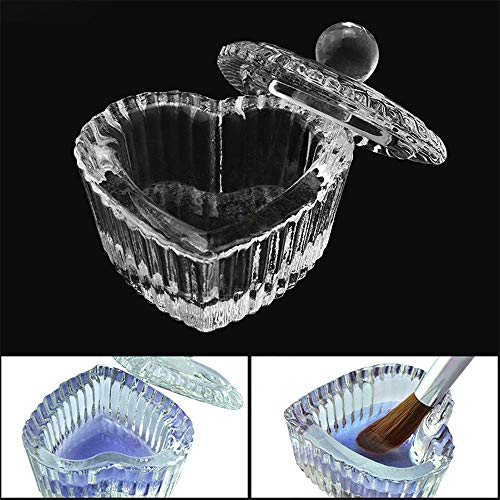 Kalolary Herz Dappen Schale, 2 Stück Nail Art Klarglas Tasse Dappen Dish Glas Clear Bowl für Acryl Flüssigkeit Pulver… – Bild 5
