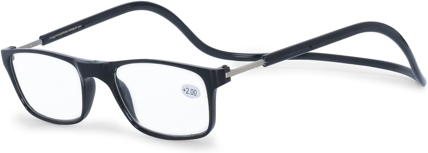 AEC OGFlex Unisex Magnetic Front Connect Reading Glasses Power Adjustable Full Rim Dual-Tone Frame Stylish Eyewear with Soft Sleeve Case for Men & Women