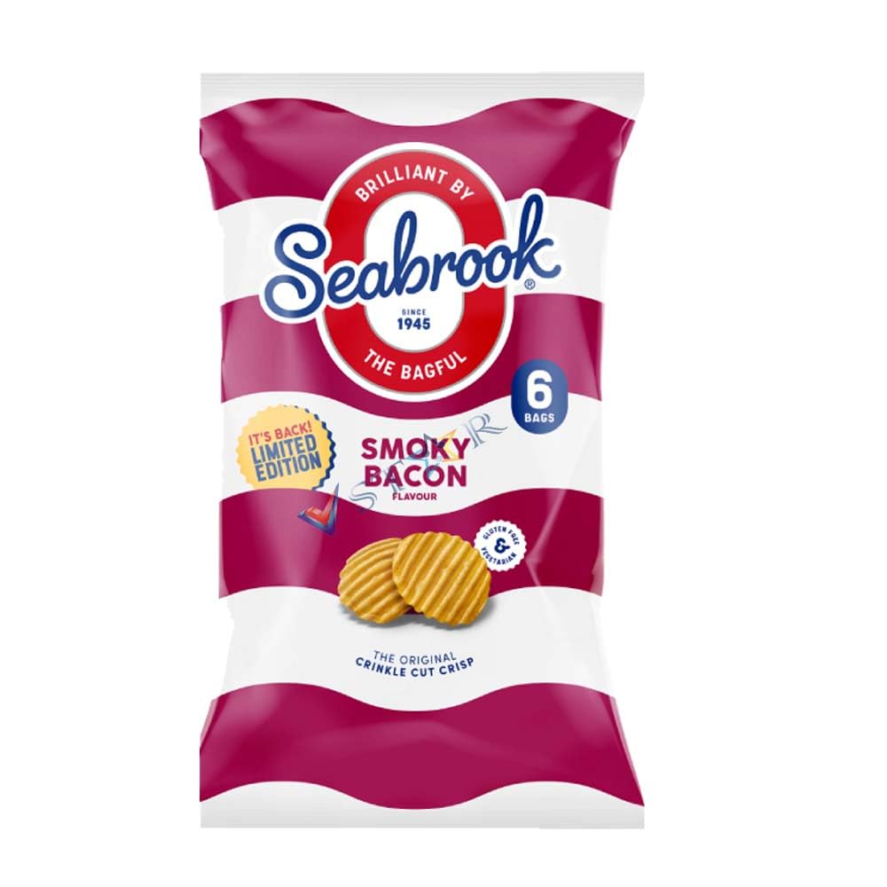 Chips Crisps Bags Collections - Deliciously light & Crispy Chips Bags (4 Packs, Smoky Bacon Crisps Limited Edition (6 x 25g))