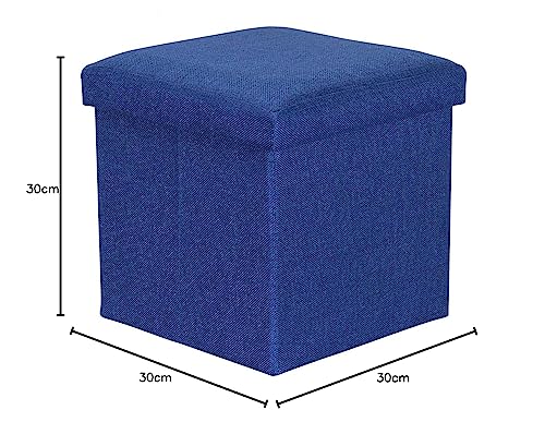 Image of Luxury Furniture Square Foldable Storage Ottoman Coffee Cube Table Multipurpose Foot Rest Short Children Sofa Stool Bench for Bedroom Home Office X-Large Size (Medium, Blue)
