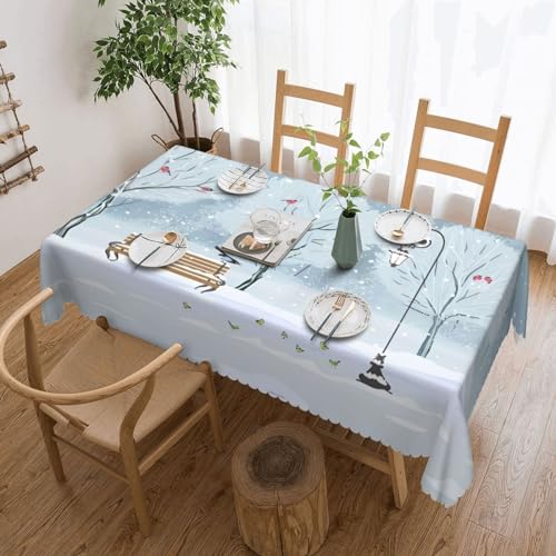Nappe rectangulaire imperméable infroissable oiseaux table de cuisine et salle à manger