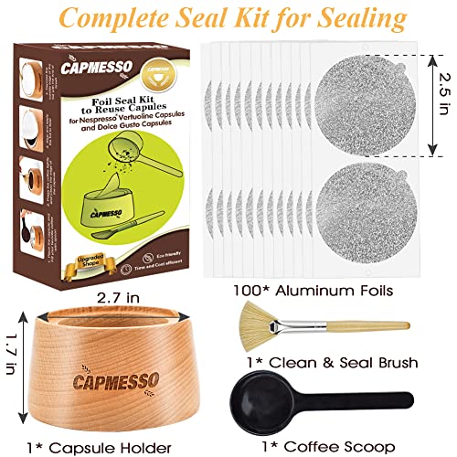 Capmesso Aluminum Foil Seals Kit To Reuse Nespresso Vertuo Reusable Pods, Refillable Vertuoline Capsules (Complete Seal Kit+100Pcs Lids) #TOP1