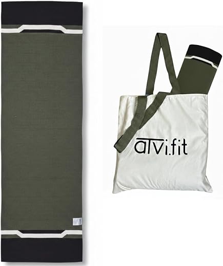 Atvi.fit Pure cotton anti-skid, machine wash yoga mat. 73inches x 24inches, 5mm thickness (5mm(Olive green))