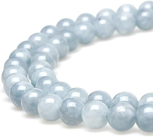 Miniatura 225 de MJDCB Natural Multicolor Volcanic Lava Stone Round Loose Stone Beads DIY for Jewelry Bracelet Making 15" (6mm, White)