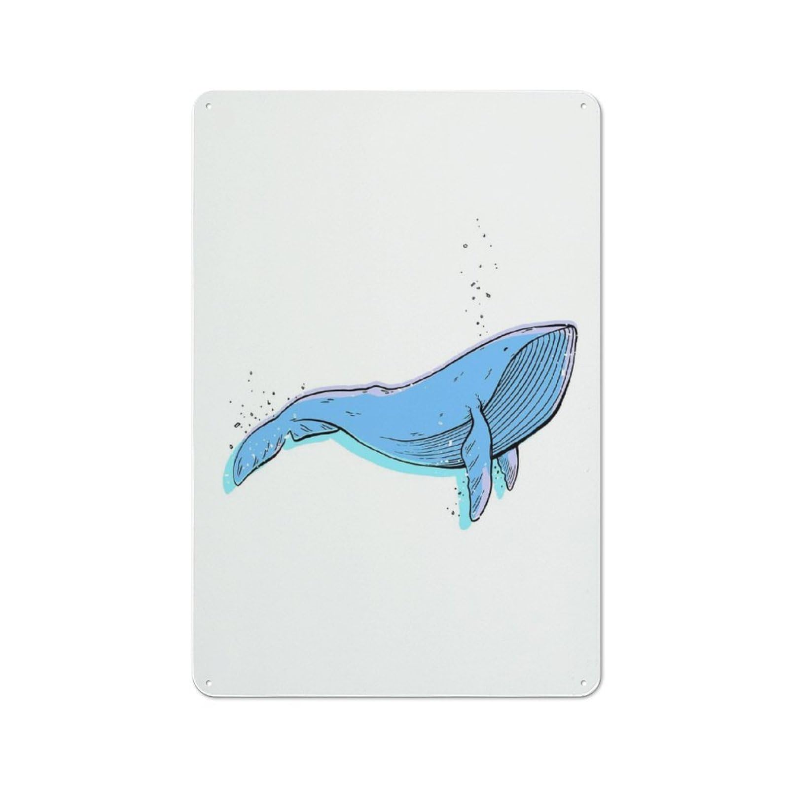 Junmoney Lonely Whale Tin Wall Plaque 30X20cm With For Garage Or Workshop, For Vintage Wall Decor Fans, For Kitchen And Home Bar Decor