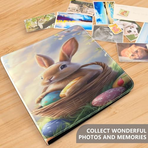 Álbum de fotos adhesivo DIY con conejito de Pascua y huevos coloridos, encuadernador de 3 anillos, 40 páginas, 8x10 pulgadas para recuerdos miniatura 5